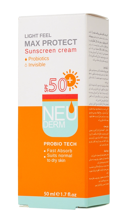 کـرم ضد آفتاب مکس پروتکت نئودرم max protect  بی رنگ مناسب پوست نرمال و خشک