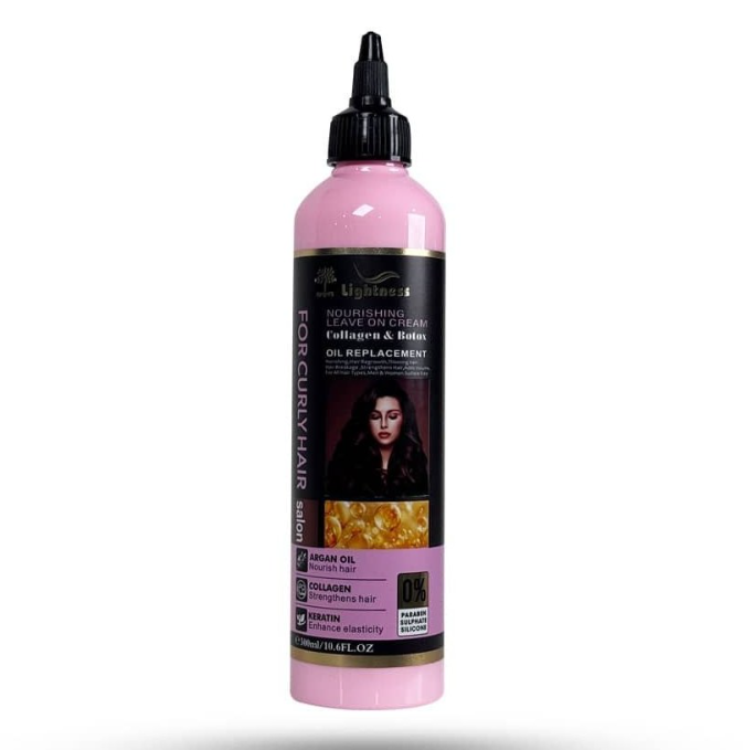 کرم مو بعد حمام بدون سولفات آرگان،کراتین،کلاژن آرگان لایتنس برای مو های فر ARGAN OIL hair cream for curly hair حجم 300 میلی لیتر