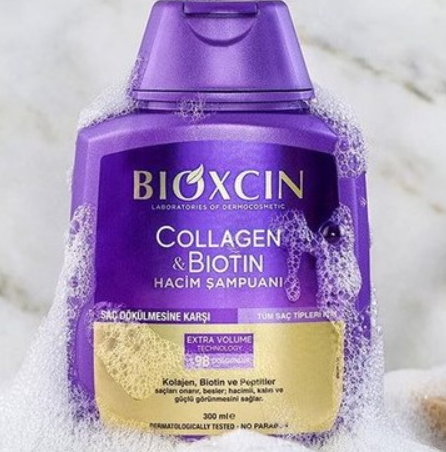 شامپو گیاهی مدل VOLUMIZING SHAMPOO ضد ریزش بیوتن و کلاژن بنفش اورجینال۳۰۰میل