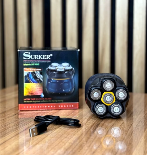 ریش تراش چرخشی Surker مدل SK-7062 اصلاح کامل و روان ضد آب مناسب صورت و بدن