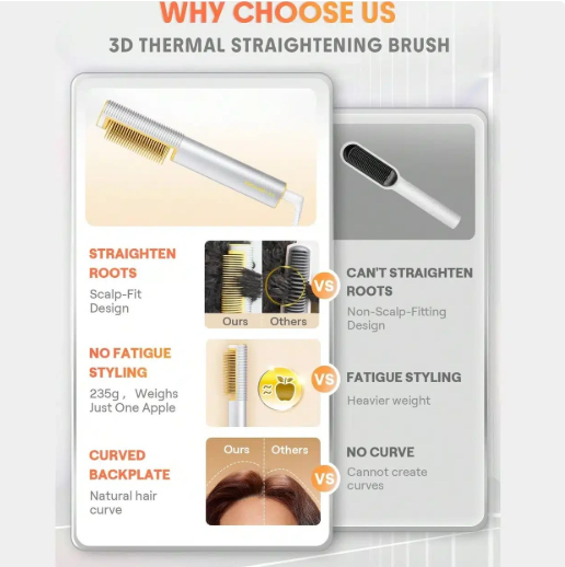 برس حرارتی شیگلم Sleek Chic 3D | برس صاف کننده و حالت دهنده مو ا Sleek chic 3D thermal straightening brush
